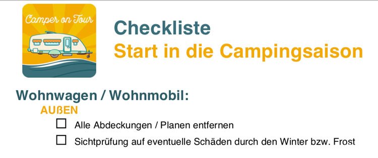Beitragsbild Checkliste Start in die Campingsaison